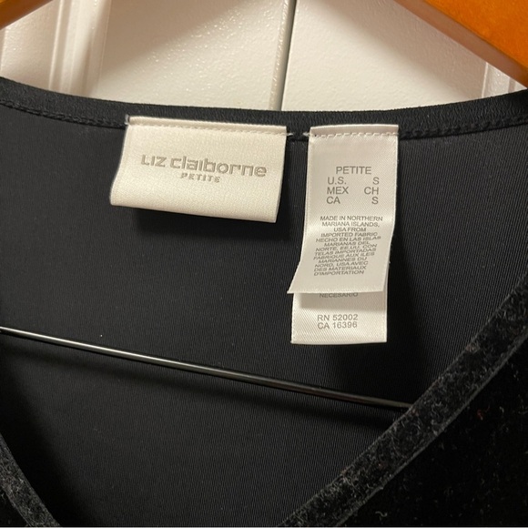 Liz Claiborne Vintage Velvet Long Sleeve Black - SP - Picture 5 of 10